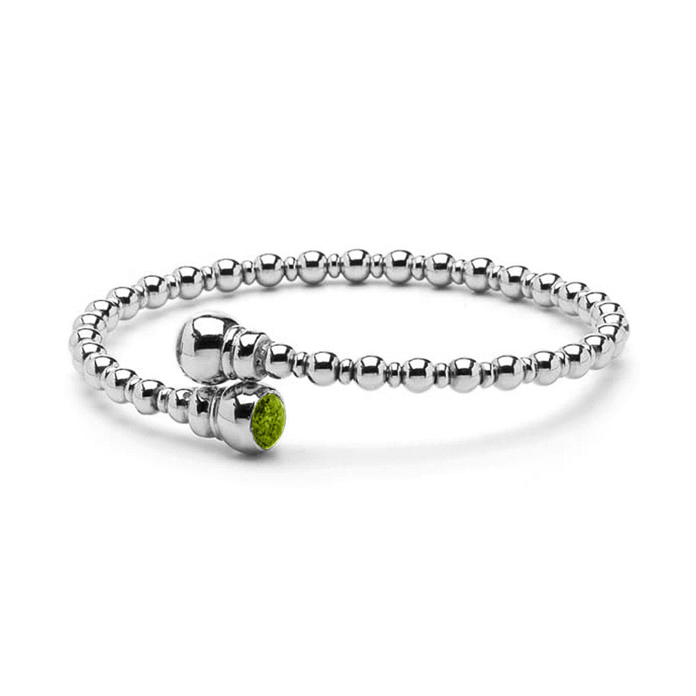 Zilveren flexibele bolletjes as armband twee compartimenten. Green