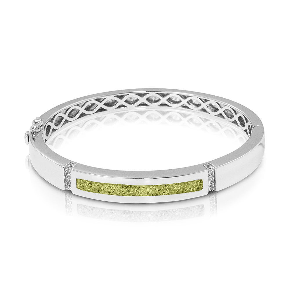 Zilveren as armband die gevuld kan worden met as of haar. Olive