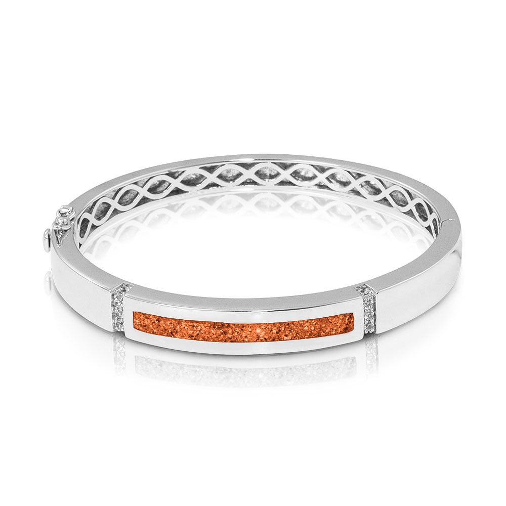 Zilveren as armband die gevuld kan worden met as of haar. Orange