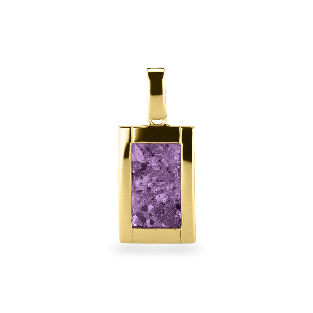Ashanger rechthoekig, gedenksieraad, waar as en haar in verwerkt wordt. Purple